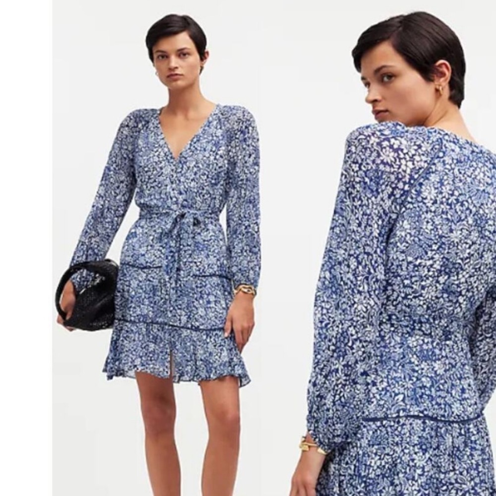 Madewell Blue and White Floral Dress